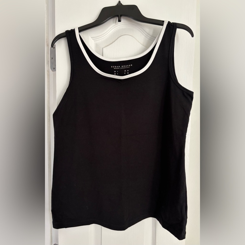 Susan Graver Black Tank with White Trim